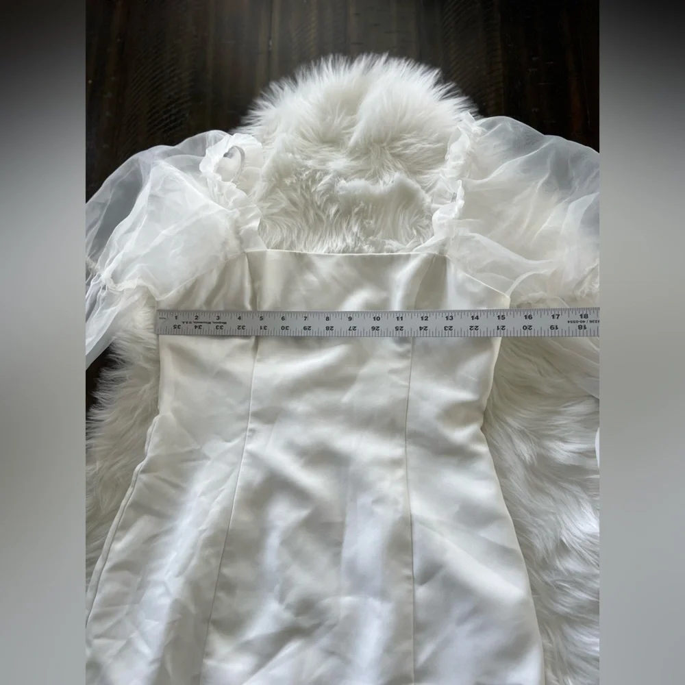 Amanda Uprichard Tia Puff Sleeve Mini Dress in White Women's Size small Bridal - Picture 5 of 10